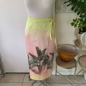 NWOT Per Se Polyester blend tropical print maxi wrap skirt size M